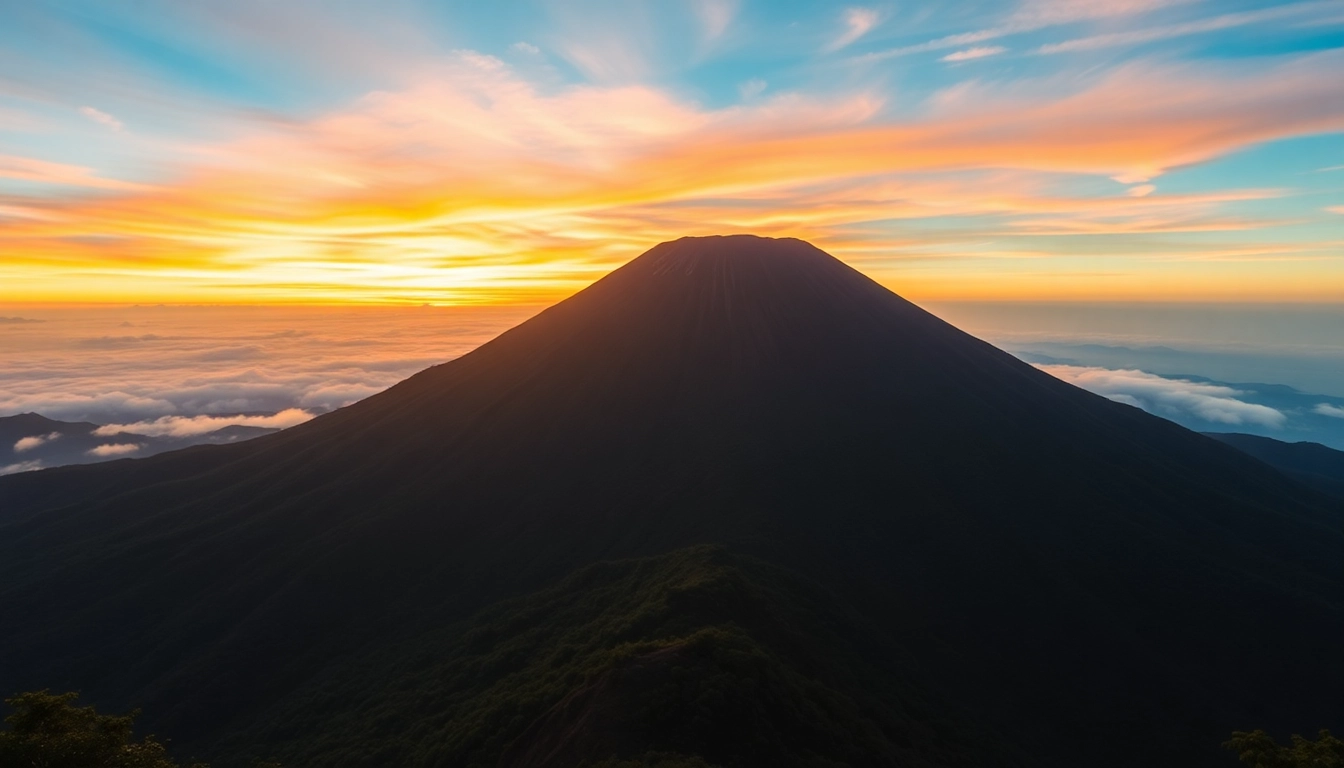 Hikers ascending Mount Rinjani with panoramic views of the volcano’s crater and surrounding lush forests, illustrating Rinjani's hiking adventures.